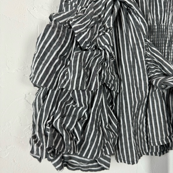 WHBM White House Black Market Blouse Top Popover Knit Seersucker Striped‎ Cotton - Picture 5 of 7